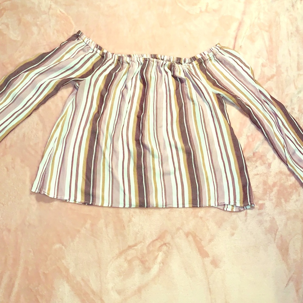 Striped off the shoulder top